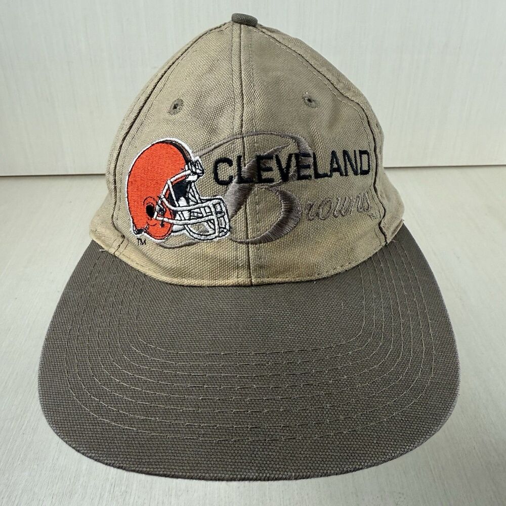 Vintage Logo 7 Cleveland Browns Snapback Hat Cap Tan Canvas Brown Team NFL